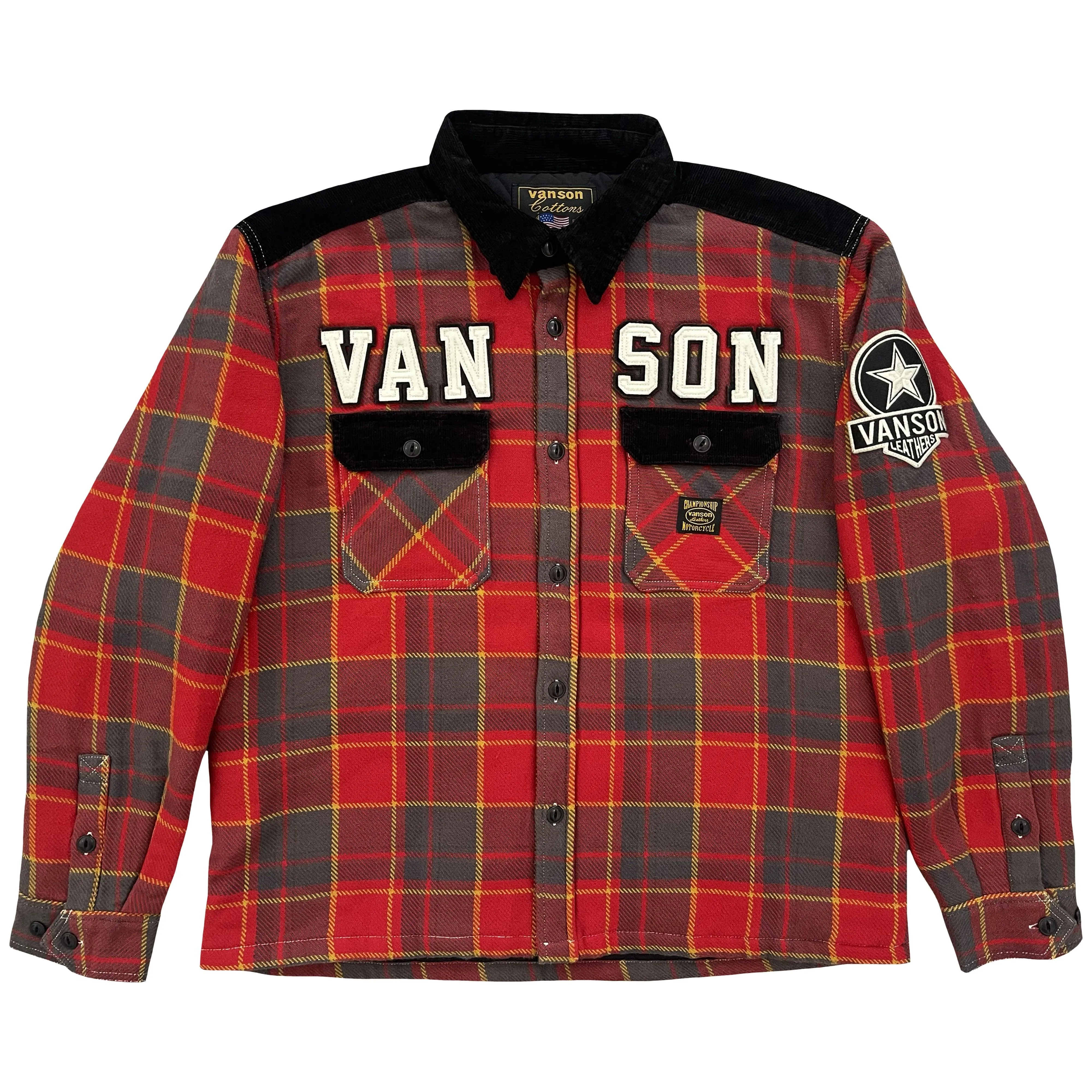 Vanson Leathers Plaid Check Shirt Jacket - XL