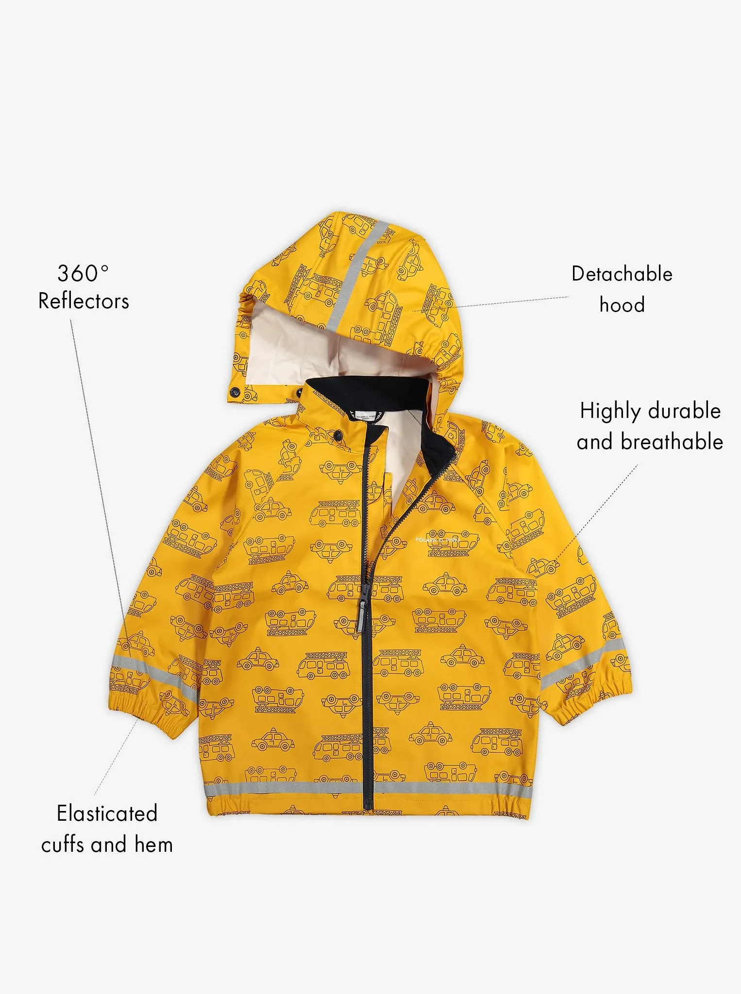 Vehicle Print Waterproof Kids Raincoat