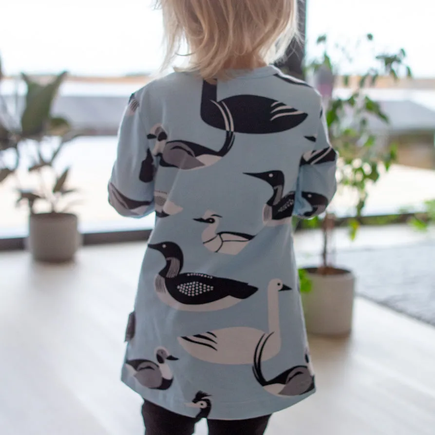 Vieno long sleeve tunic- light blue, water birds