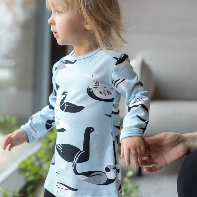 Vieno long sleeve tunic- light blue, water birds