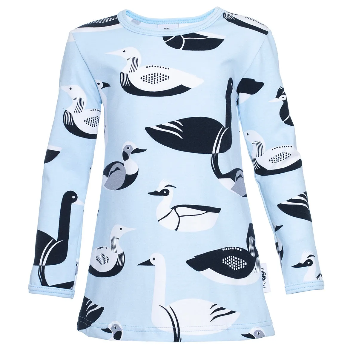 Vieno long sleeve tunic- light blue, water birds