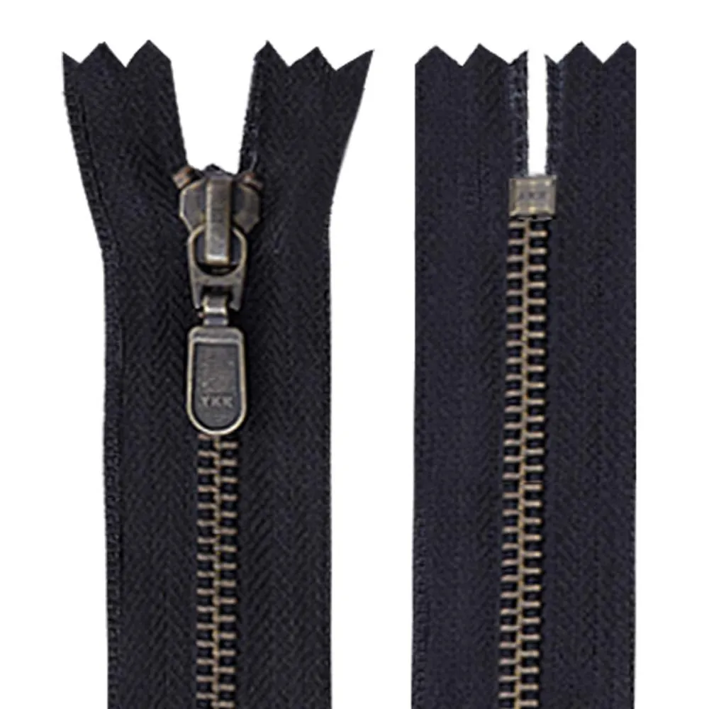 YKK- #5 Vintage Style Antique Brass YKK Metal Zipper